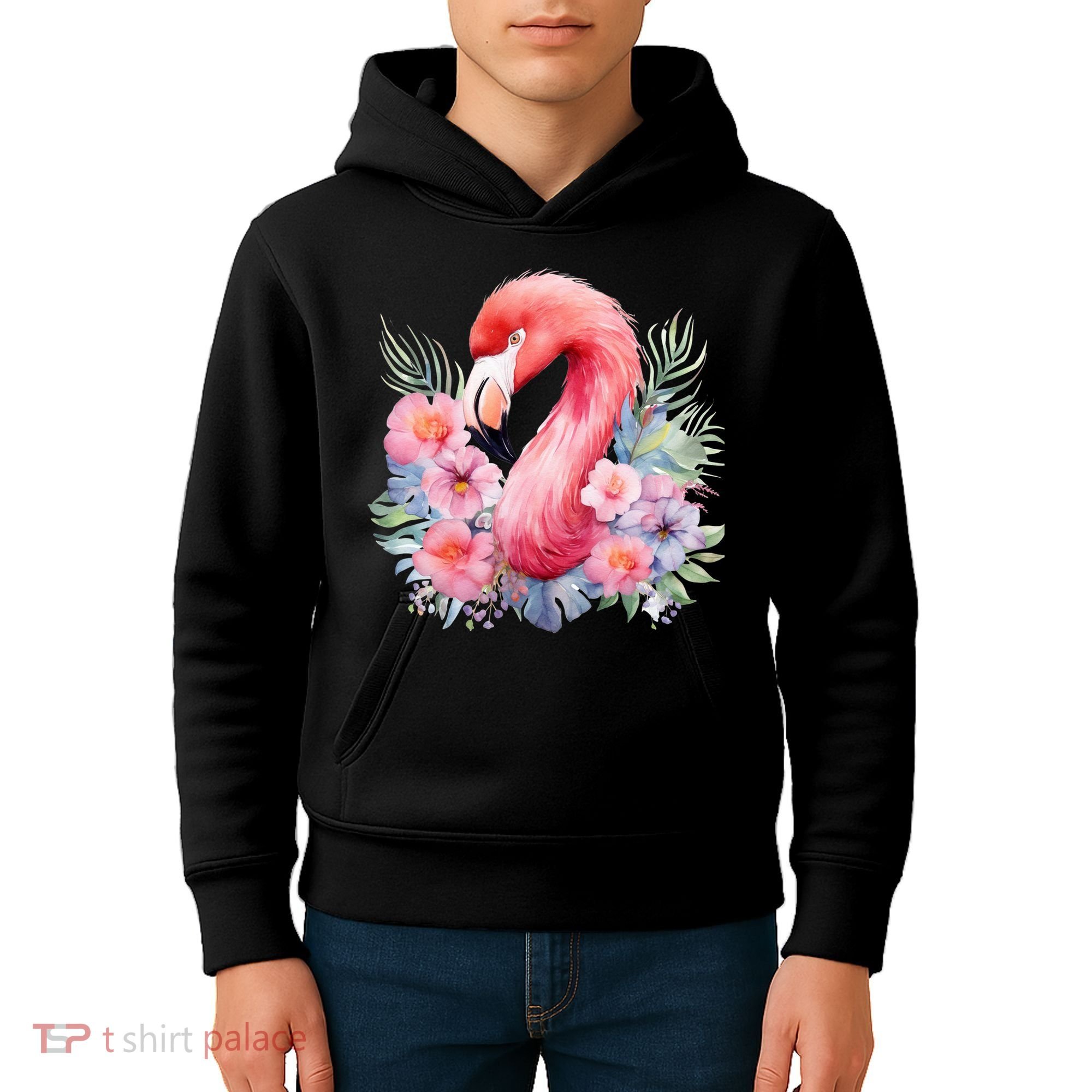 Floral Flamingo Cute Tropical Kids Hoodie