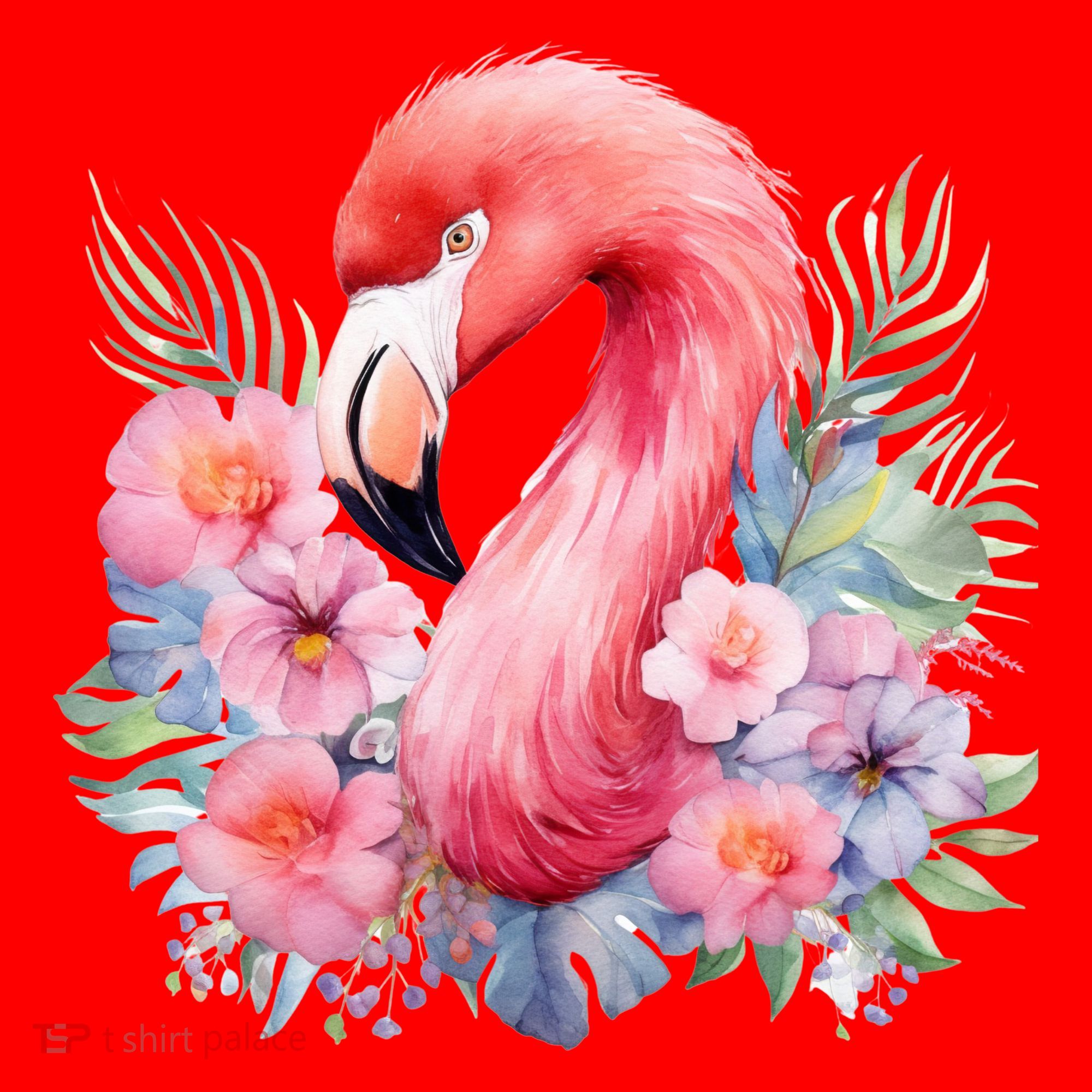 Floral Flamingo Cute Tropical Santa Hat