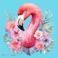 Floral Flamingo Cute Tropical T-Shirt thumb 6