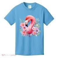 Floral Flamingo Cute Tropical Kids T-Shirt thumb 0
