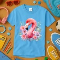 Floral Flamingo Cute Tropical Kids T-Shirt thumb 3