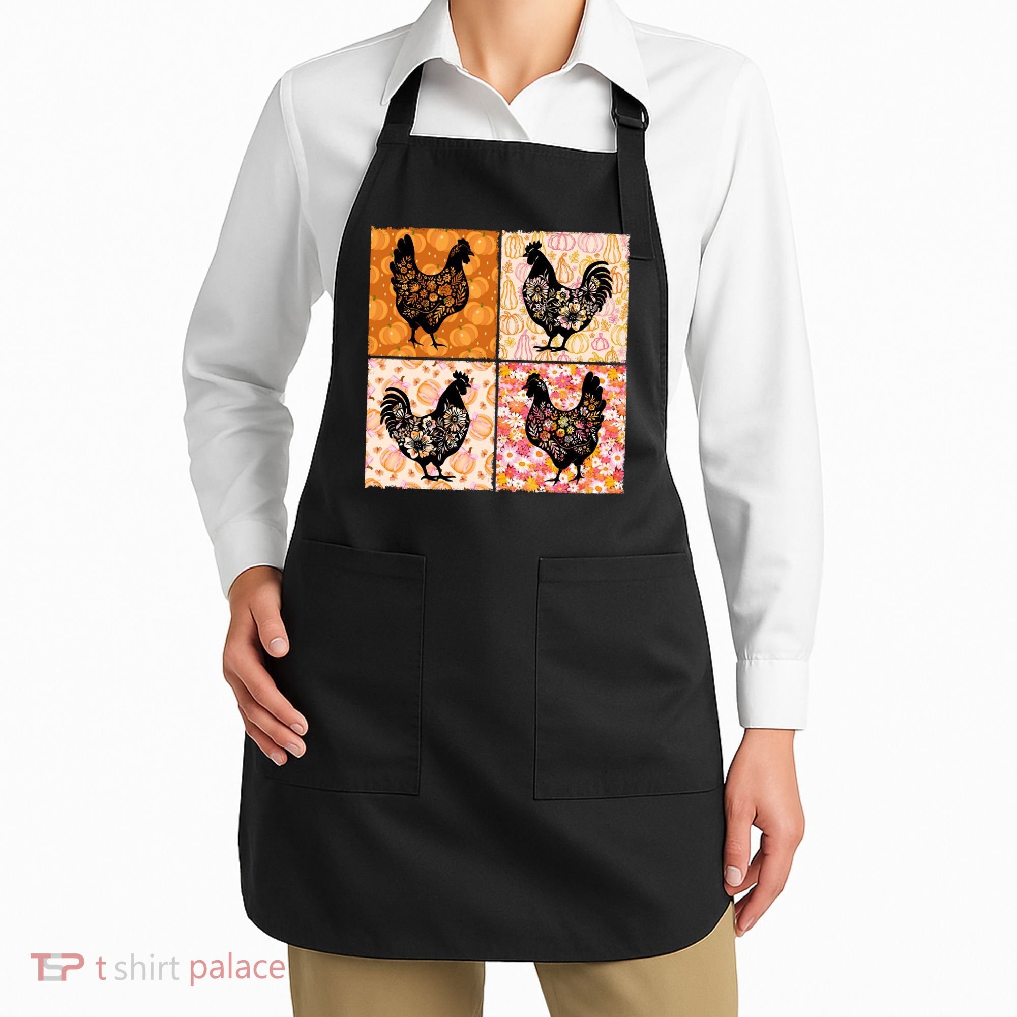 Floral Fall Chicken Cute Thankgiving Apron