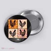 Floral Fall Chicken Cute Thankgiving Button thumb 0