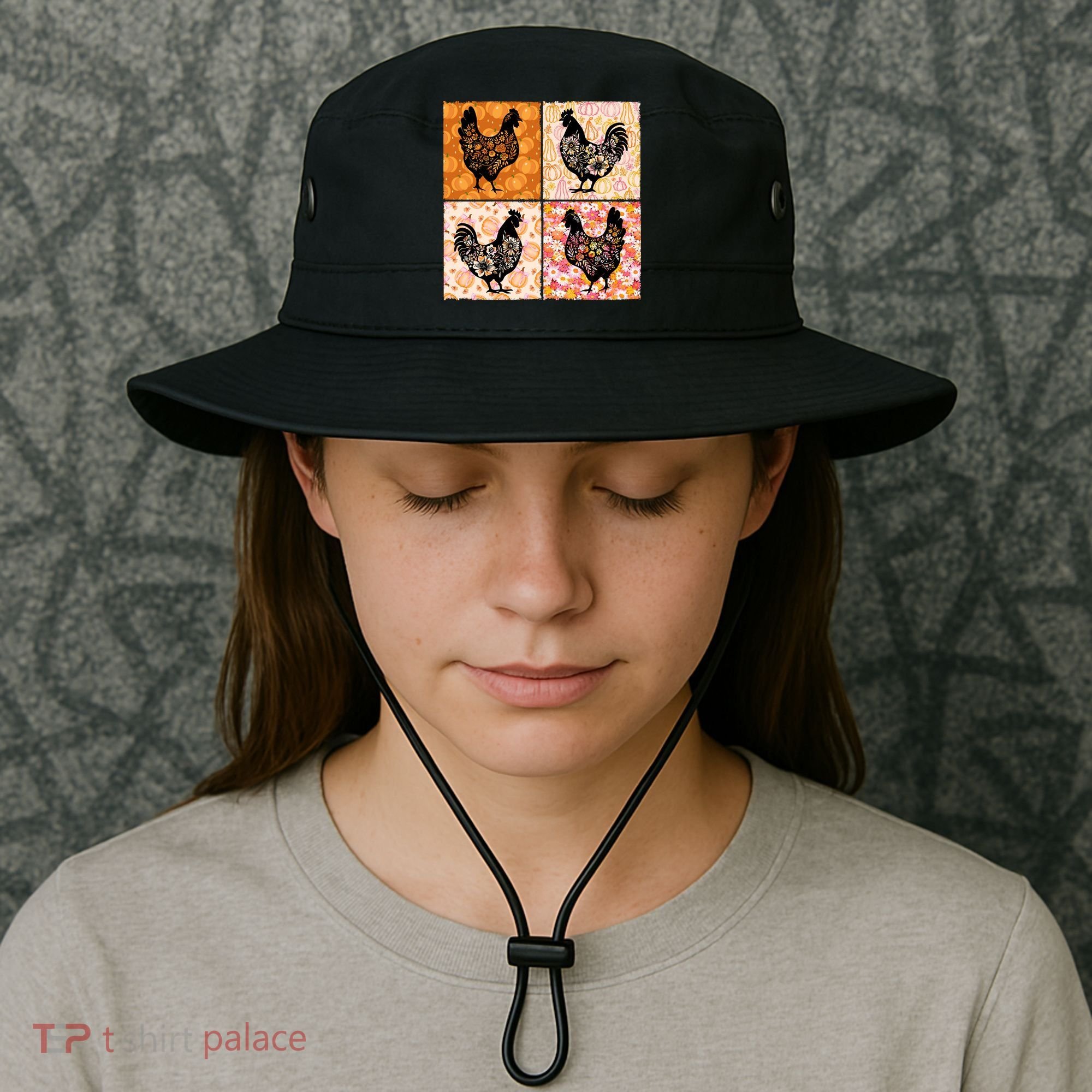Floral Fall Chicken Cute Thankgiving Bucket Hat