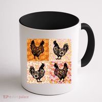 Floral Fall Chicken Cute Thankgiving Coffee Mug thumb 1