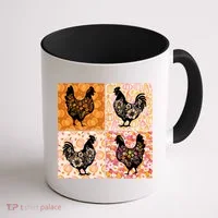 Floral Fall Chicken Cute Thankgiving Coffee Mug thumb 1