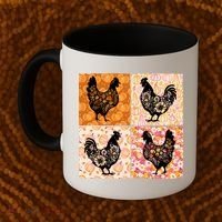Floral Fall Chicken Cute Thankgiving Coffee Mug thumb 2