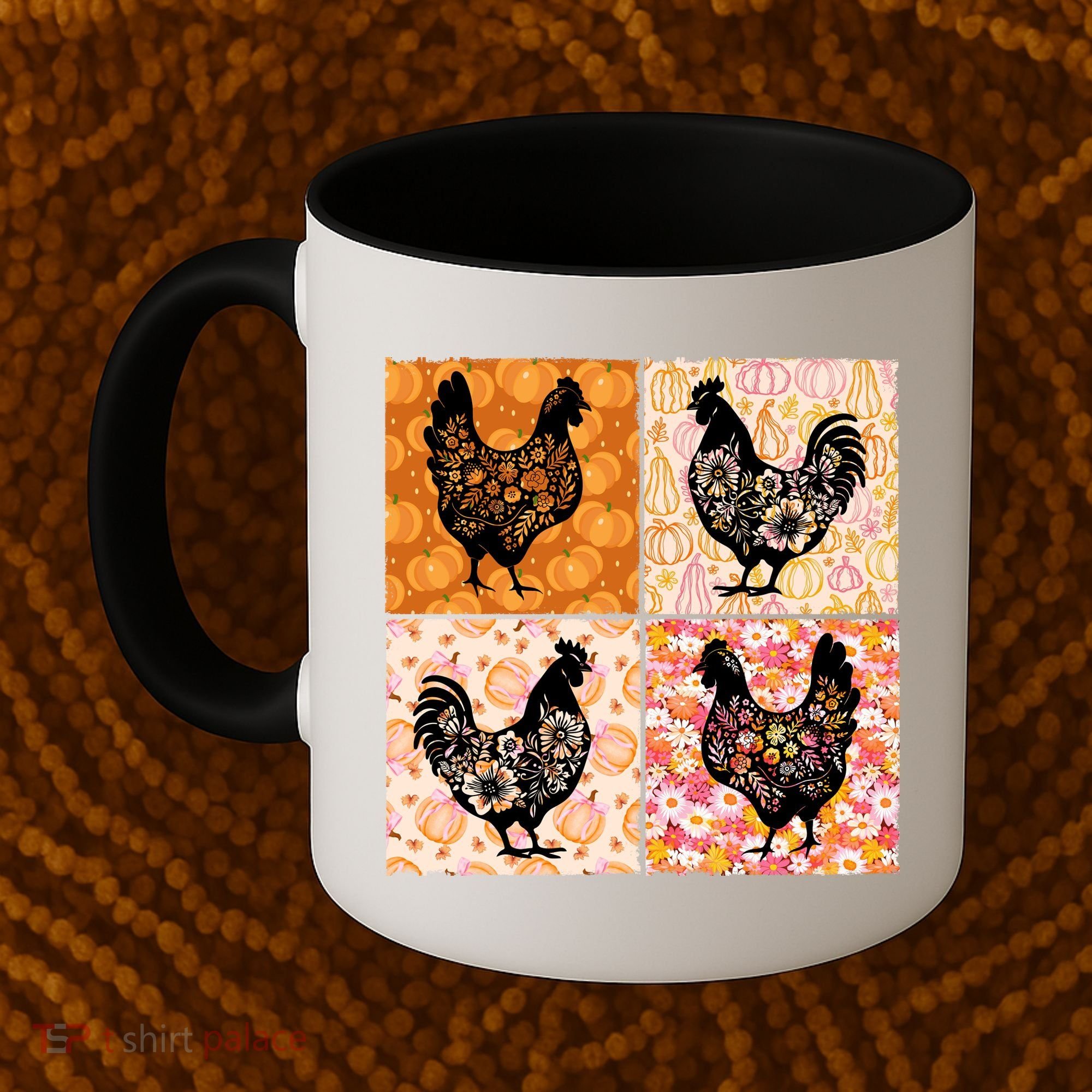 Floral Fall Chicken Cute Thankgiving Coffee Mug