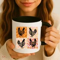 Floral Fall Chicken Cute Thankgiving Coffee Mug thumb 3