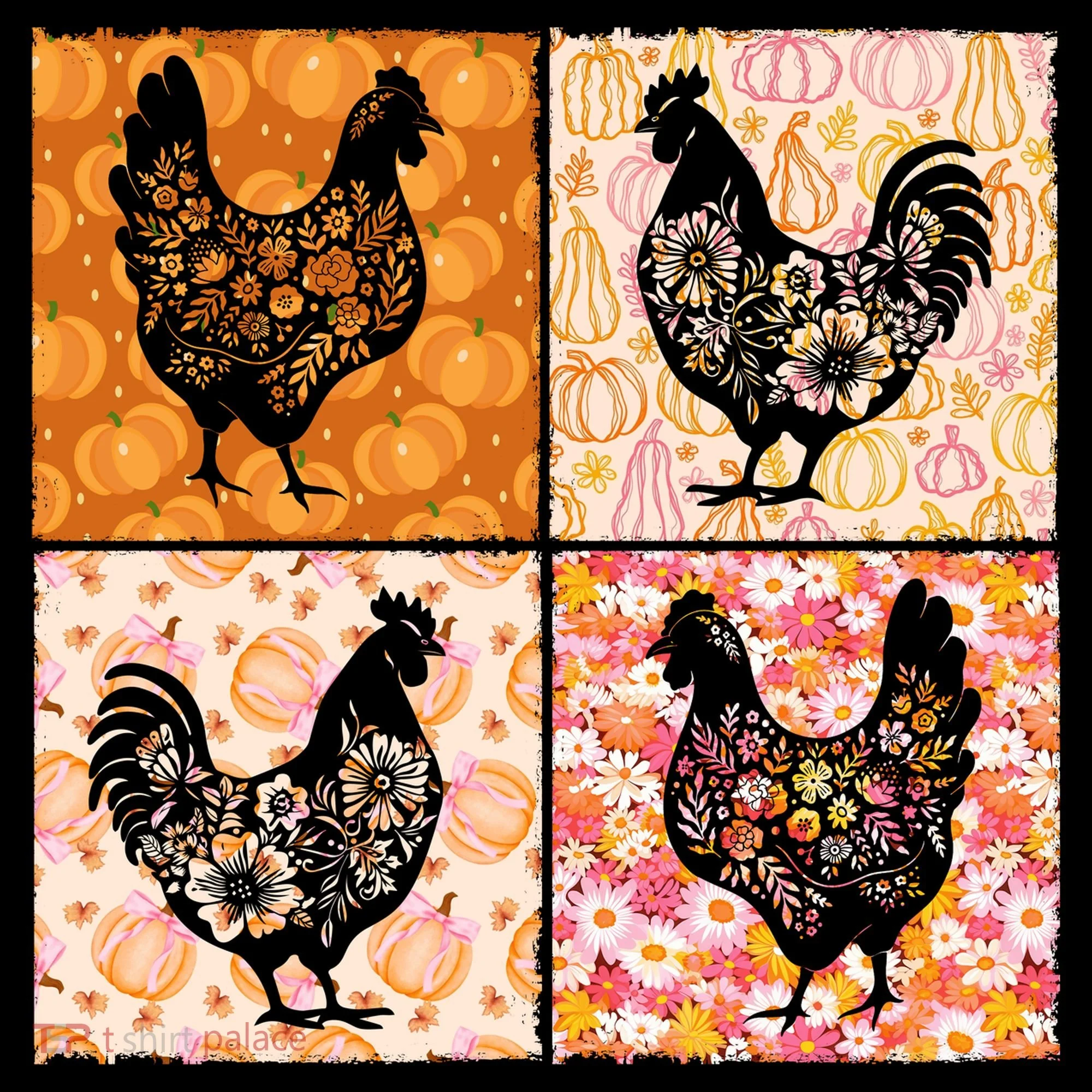 Floral Fall Chicken Cute Thankgiving Coffee Mug