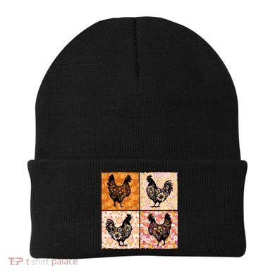 Floral Fall Chicken Cute Thankgiving Beanie