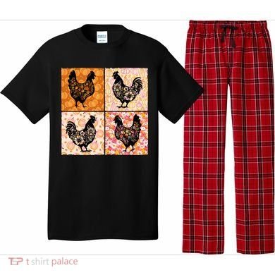 Floral Fall Chicken Cute Thankgiving Pajama Set