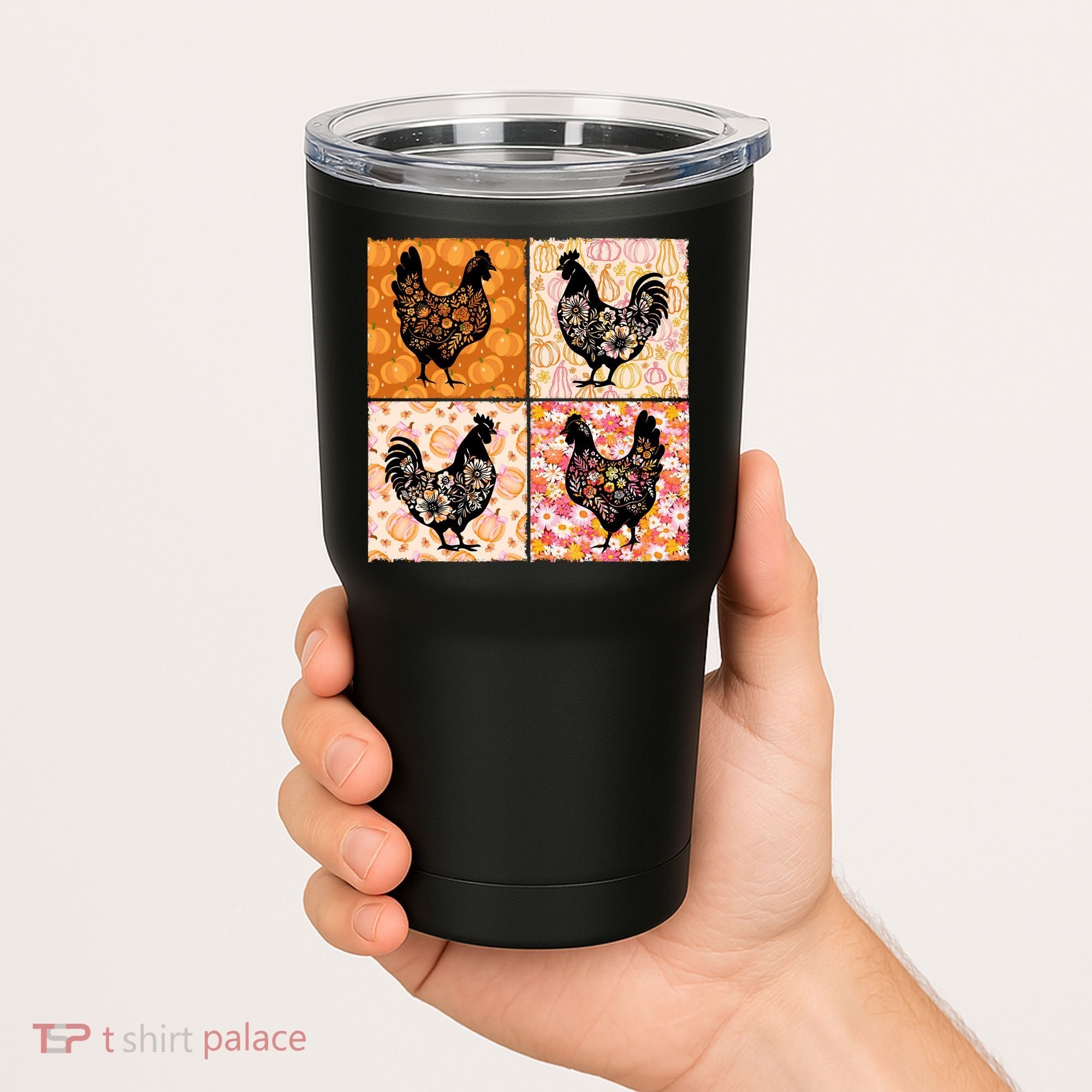 Floral Fall Chicken Cute Thankgiving Tumbler