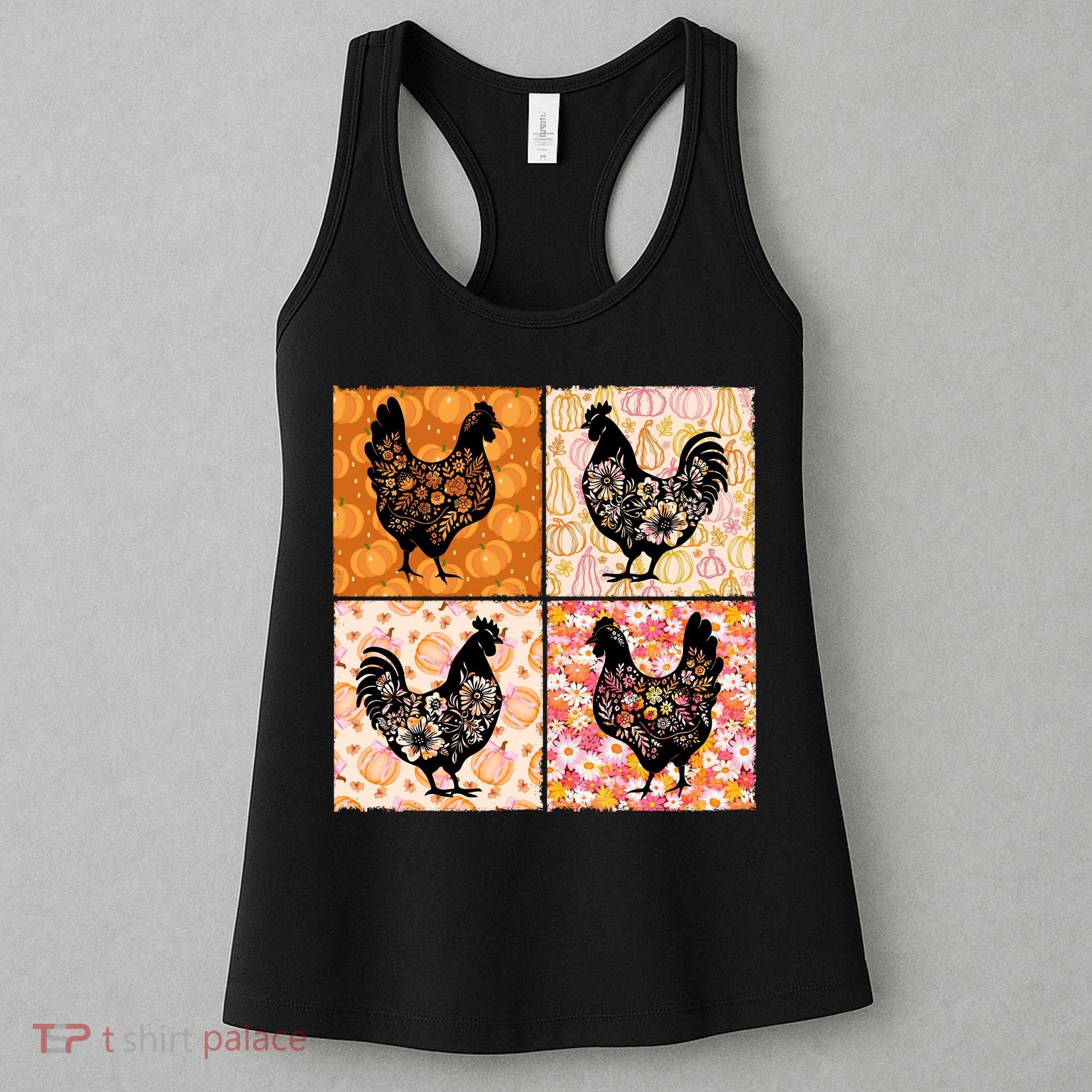 Floral Fall Chicken Cute Thankgiving Women's Tank Top