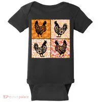Floral Fall Chicken Cute Thankgiving Baby Bodysuit thumb 0
