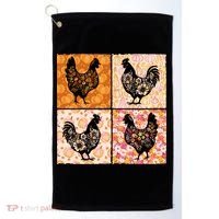 Floral Fall Chicken Cute Thankgiving Golf Towel thumb 0