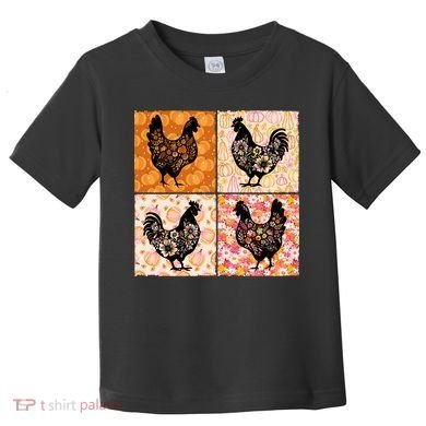 Floral Fall Chicken Cute Thankgiving Toddler T-Shirt