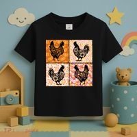 Floral Fall Chicken Cute Thankgiving Toddler T-Shirt thumb 3