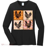 Floral Fall Chicken Cute Thankgiving Women's Long Sleeve Shirt thumb 0