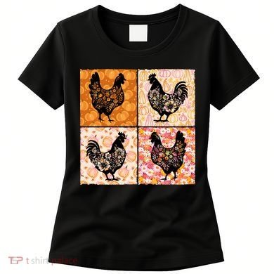 Floral Fall Chicken Cute Thankgiving Women's T-Shirt
