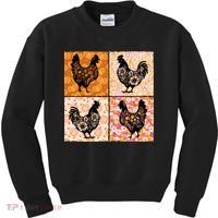 Floral Fall Chicken Cute Thankgiving Kids Sweatshirt thumb 0