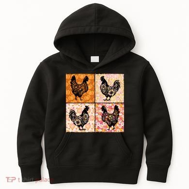 Floral Fall Chicken Cute Thankgiving Kids Hoodie