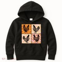 Floral Fall Chicken Cute Thankgiving Kids Hoodie thumb 0