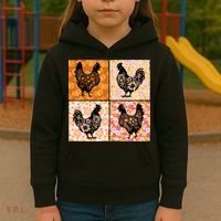 Floral Fall Chicken Cute Thankgiving Kids Hoodie thumb 3
