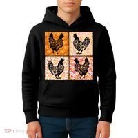 Floral Fall Chicken Cute Thankgiving Kids Hoodie thumb 4