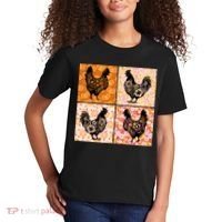 Floral Fall Chicken Cute Thankgiving Kids T-Shirt thumb 2