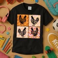 Floral Fall Chicken Cute Thankgiving Kids T-Shirt thumb 3