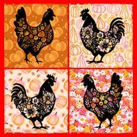 Floral Fall Chicken Cute Thankgiving Santa Hat thumb 1