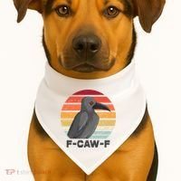 Funny F-Caw-F Crow Bird USA-Made Doggie Bandana thumb 1