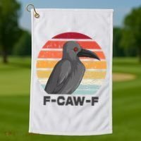 Funny F-Caw-F Crow Bird Golf Towel thumb 1