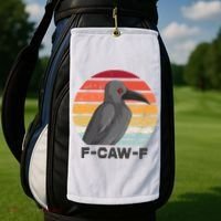 Funny F-Caw-F Crow Bird Golf Towel thumb 2