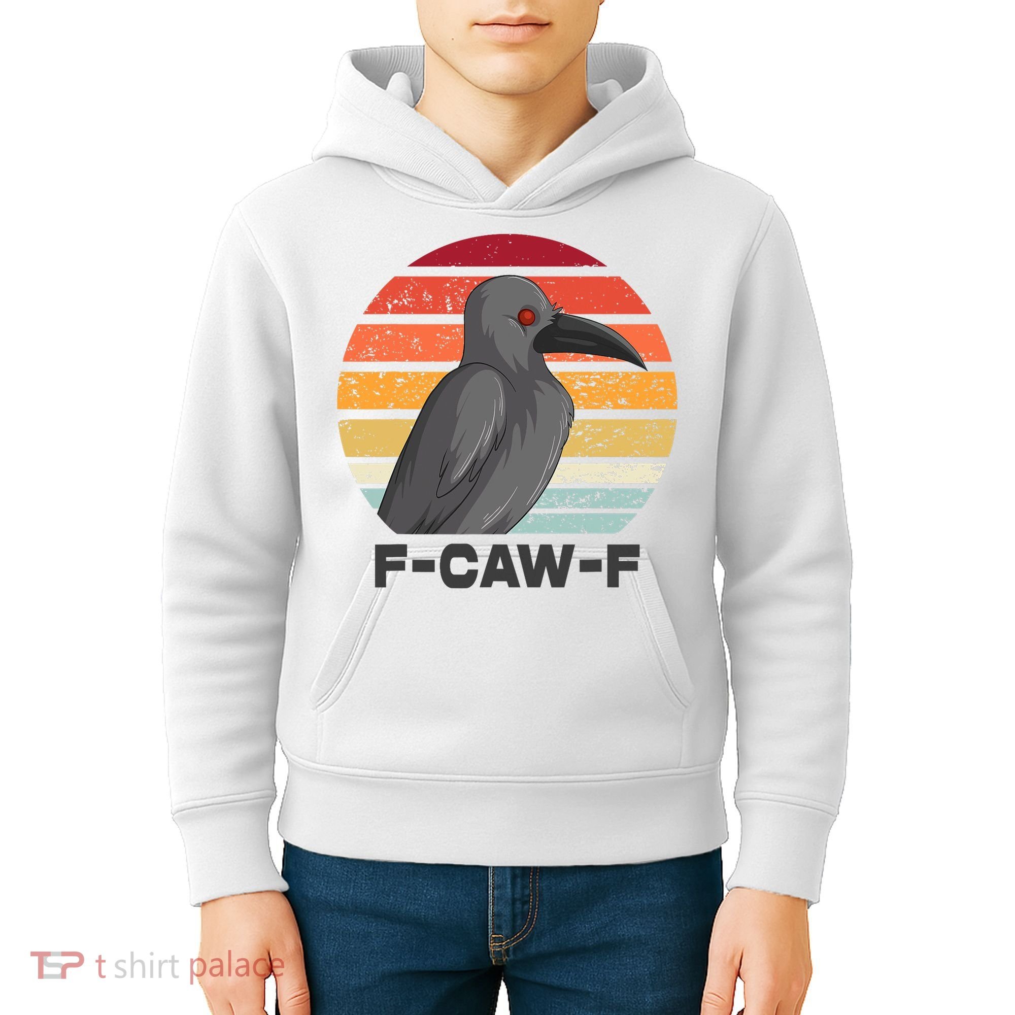 Funny F-Caw-F Crow Bird Kids Hoodie