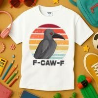 Funny F-Caw-F Crow Bird Kids T-Shirt thumb 3