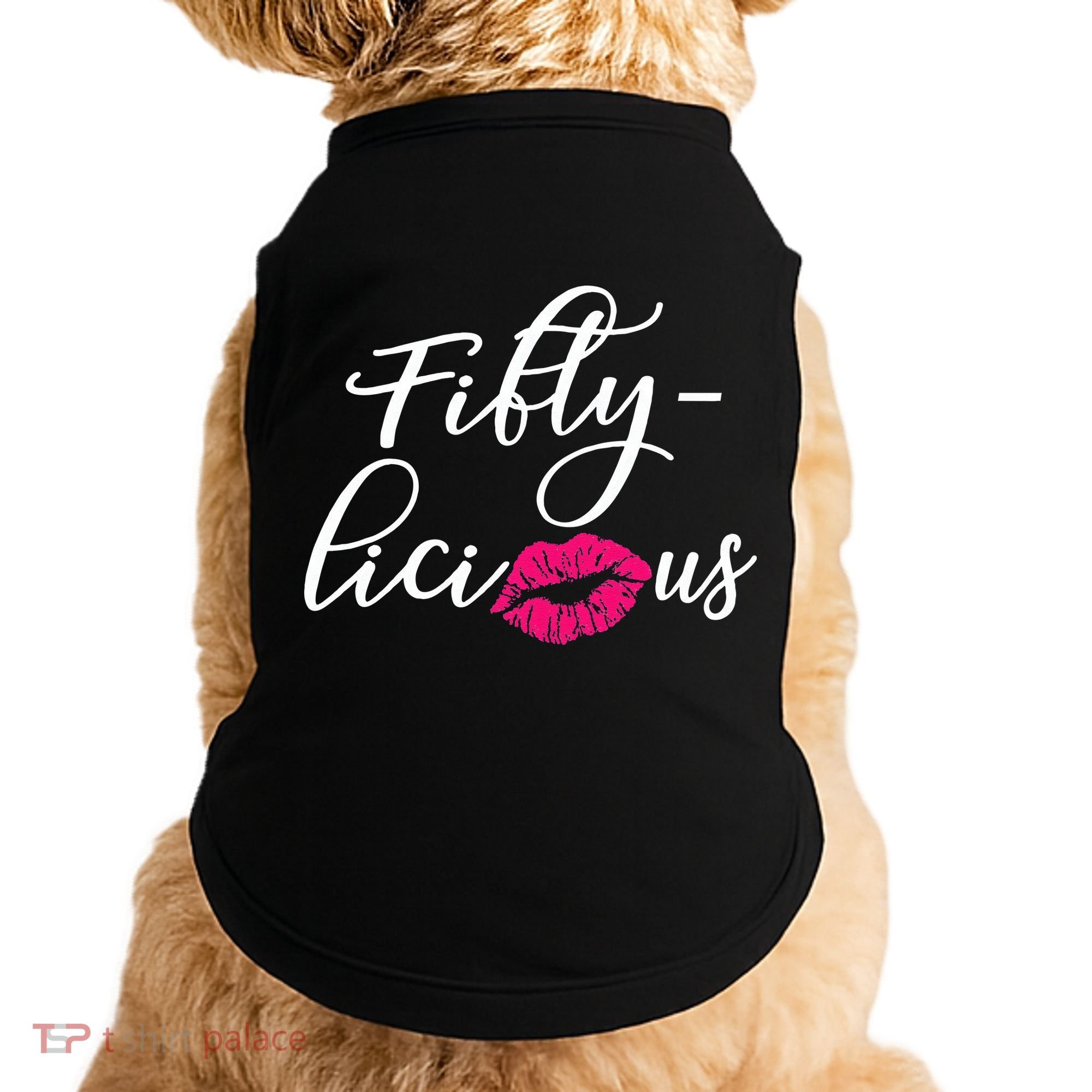 Fiftylicious Fifty Cute 50th Birthday For Her Funny Gift Doggie Tank