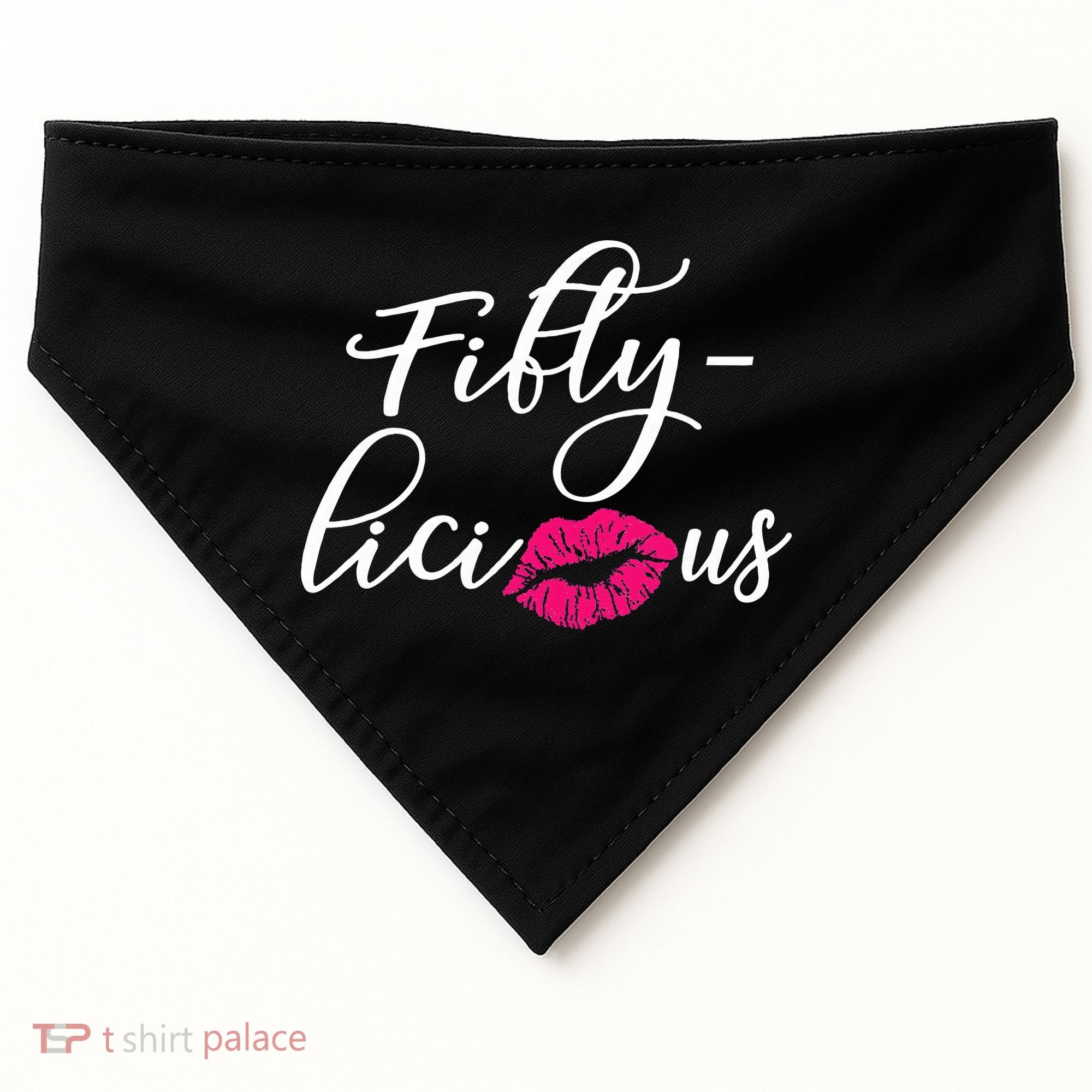 Fiftylicious Fifty Cute 50th Birthday For Her Funny Gift USA-Made Doggie Bandana