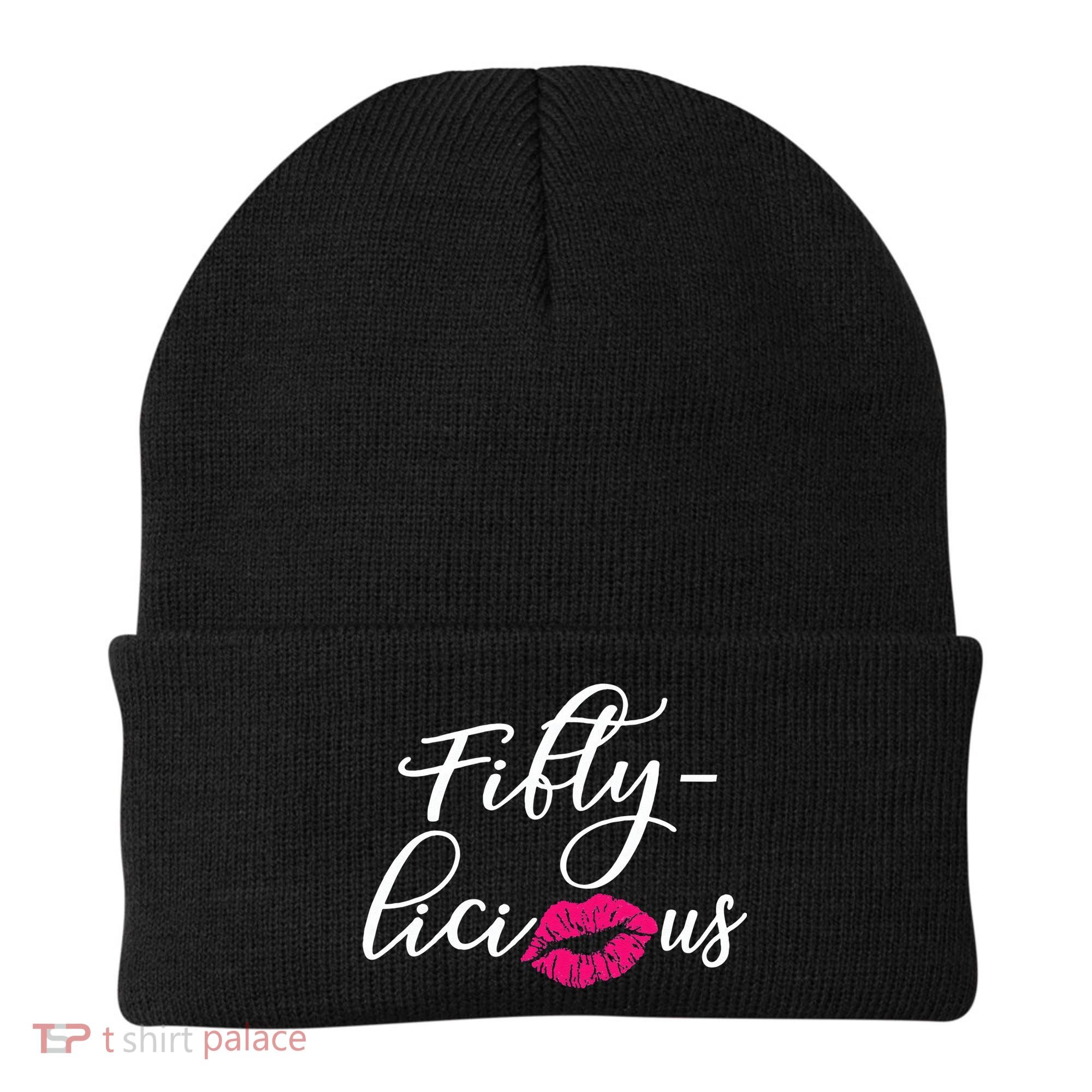 Fiftylicious Fifty Cute 50th Birthday For Her Funny Gift Beanie