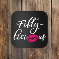Fiftylicious Fifty Cute 50th Birthday For Her Funny Gift Coaster thumb 0