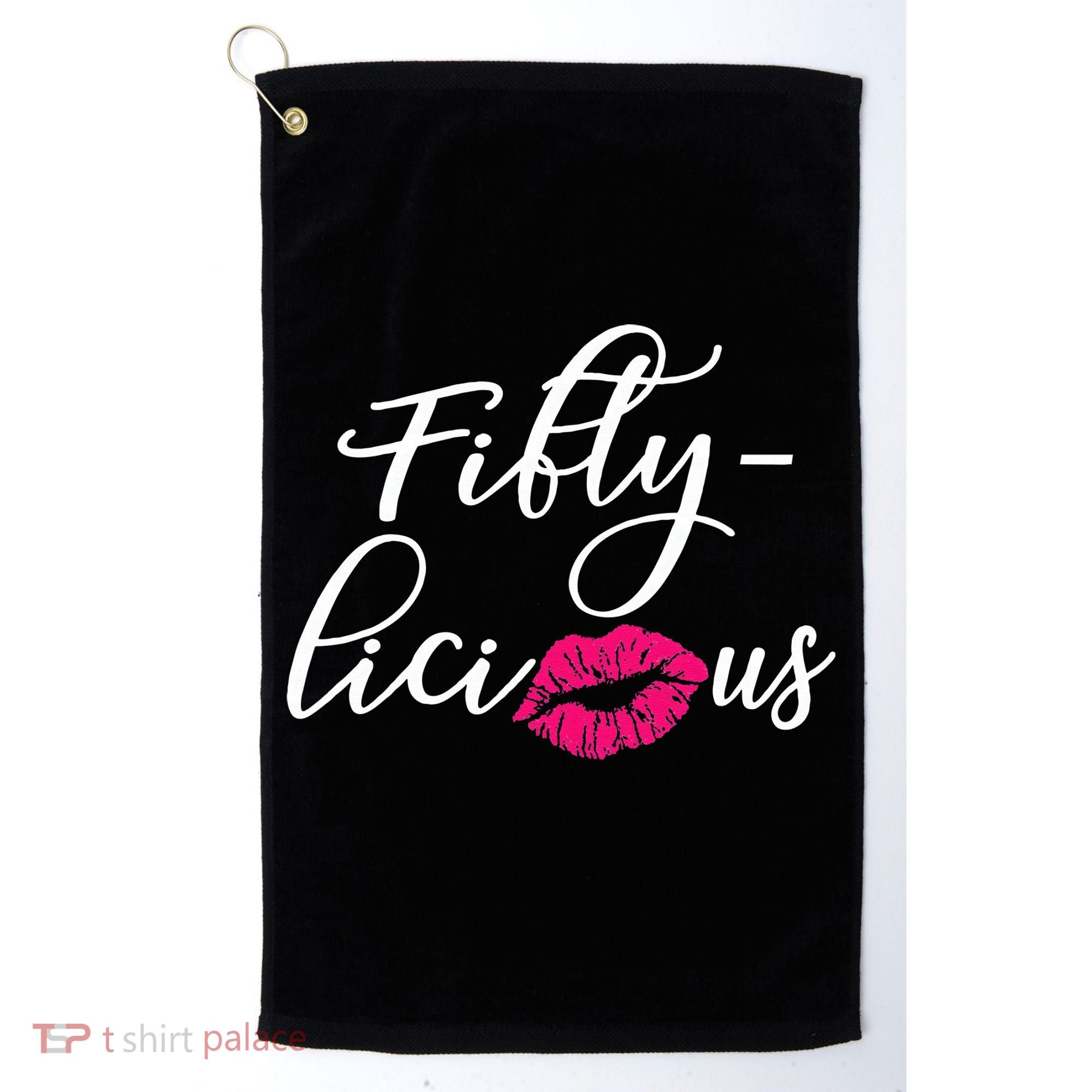 Fiftylicious Fifty Cute 50th Birthday For Her Funny Gift Golf Towel