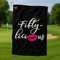 Fiftylicious Fifty Cute 50th Birthday For Her Funny Gift Golf Towel thumb 1