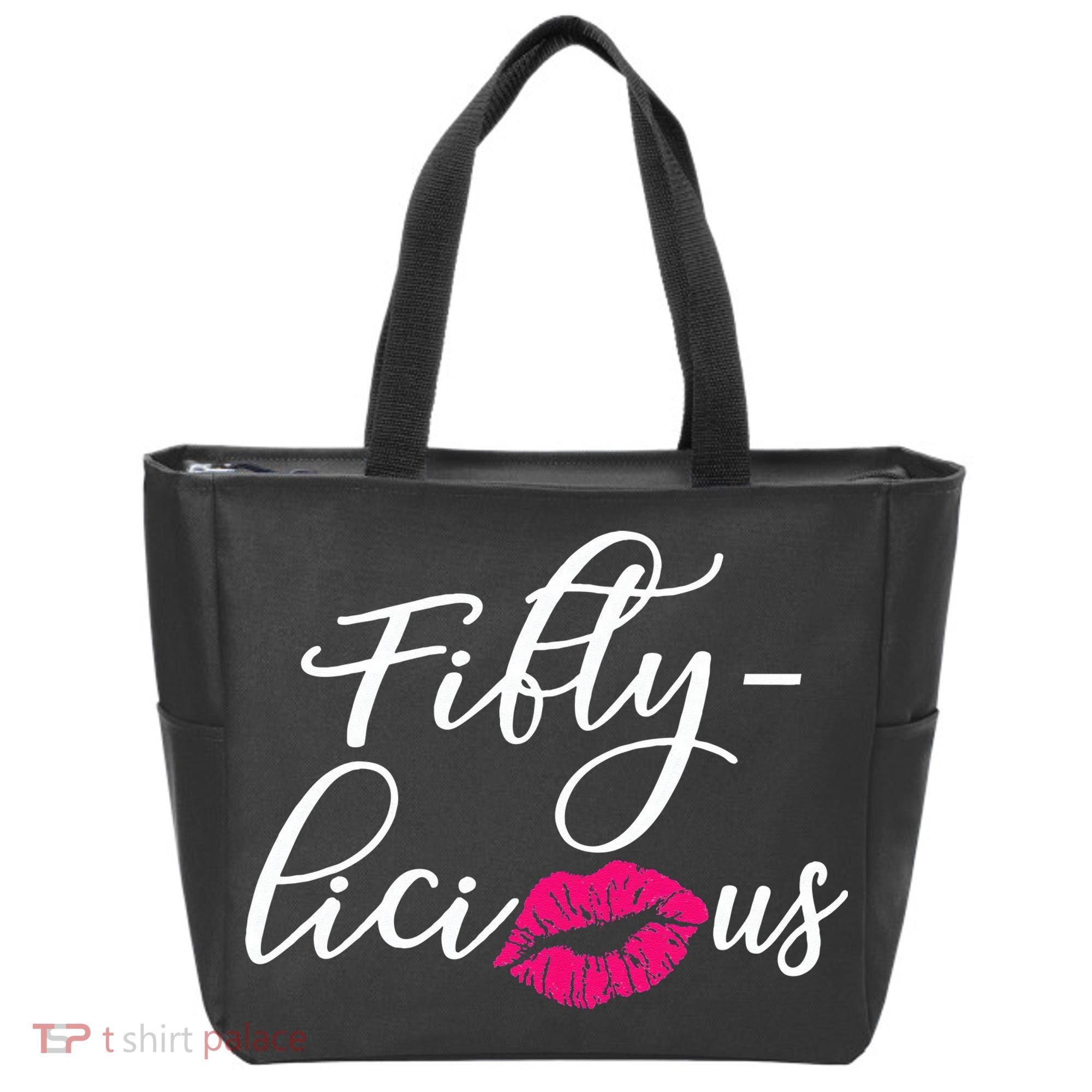Fiftylicious Fifty Cute 50th Birthday For Her Funny Gift Tote Bag