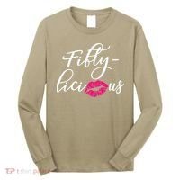 Fiftylicious Fifty Cute 50th Birthday For Her Funny Gift Long Sleeve Shirt thumb 0
