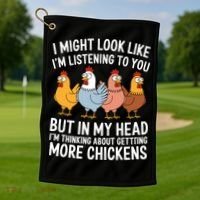 Funny Farmer Chickens Golf Towel thumb 1