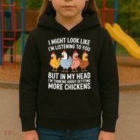 Funny Farmer Chickens Kids Hoodie thumb 3