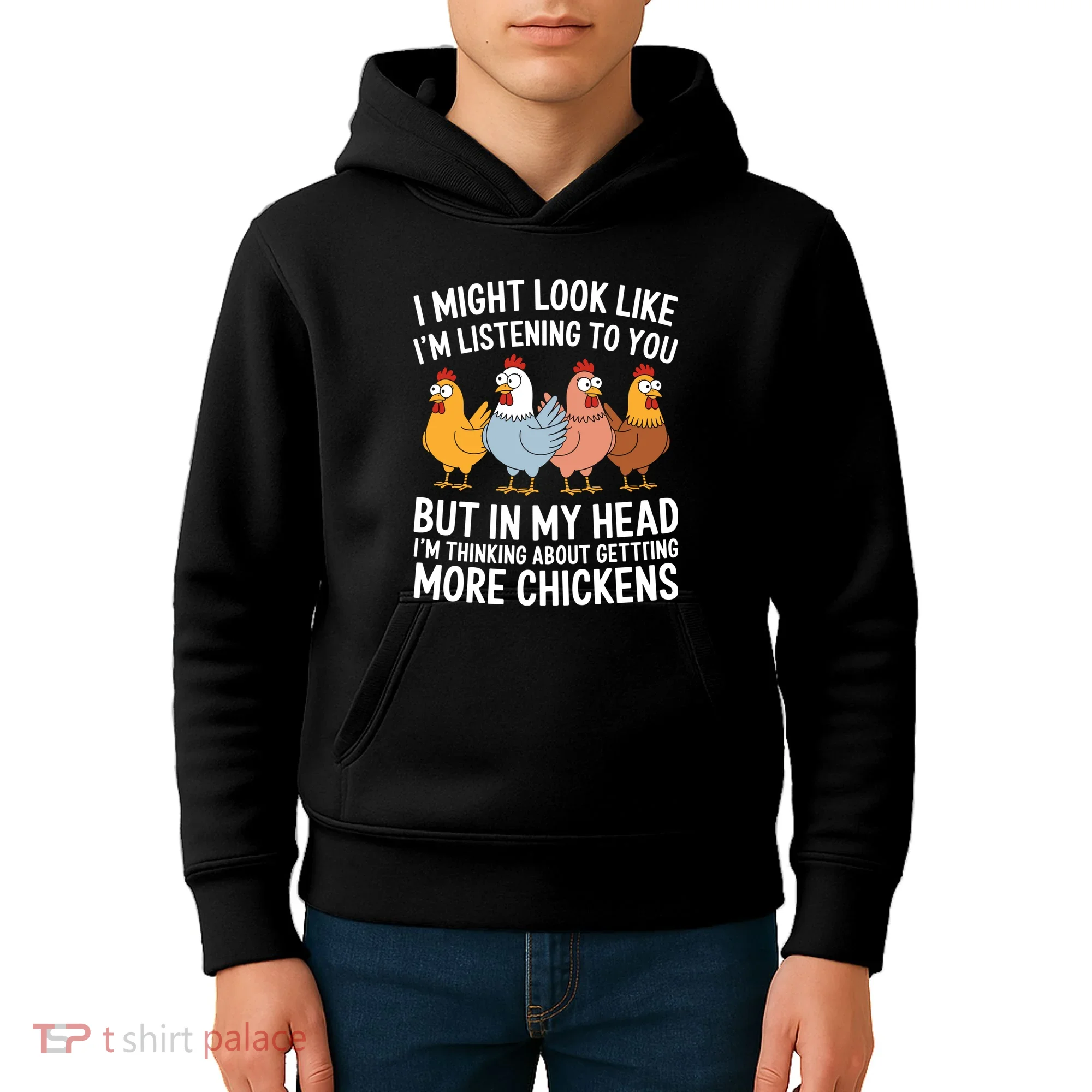 Funny Farmer Chickens Kids Hoodie
