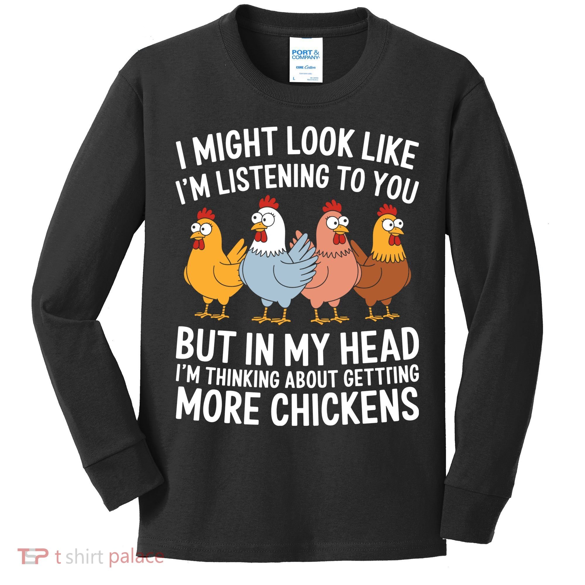 Funny Farmer Chickens Kids Long Sleeve Shirt