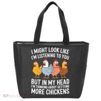 Funny Farmer Chickens Tote Bag thumb 0